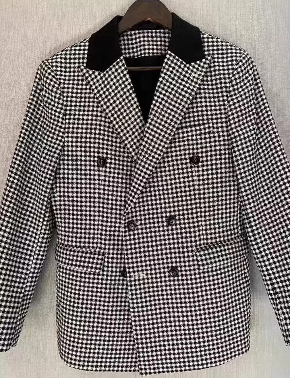 ONAXTDA Elbow Patch Plaid Blazer Jacket for Men Slim Fit Fashion Splicing Collar Casual Sport Coat