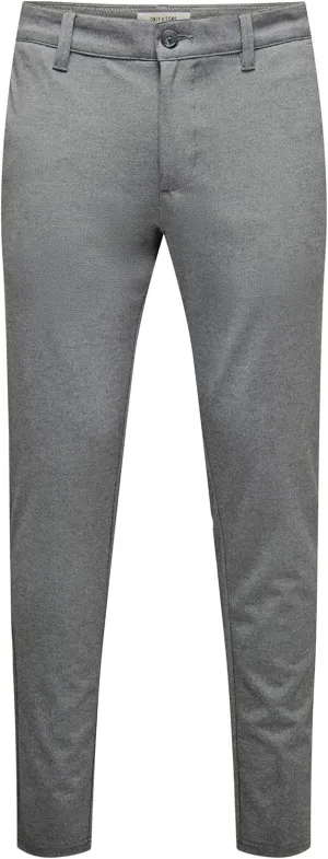 Only & Sons Mens Slim Fit Stretch Flat-Front Chino Pants (36W x 34L, Grey)