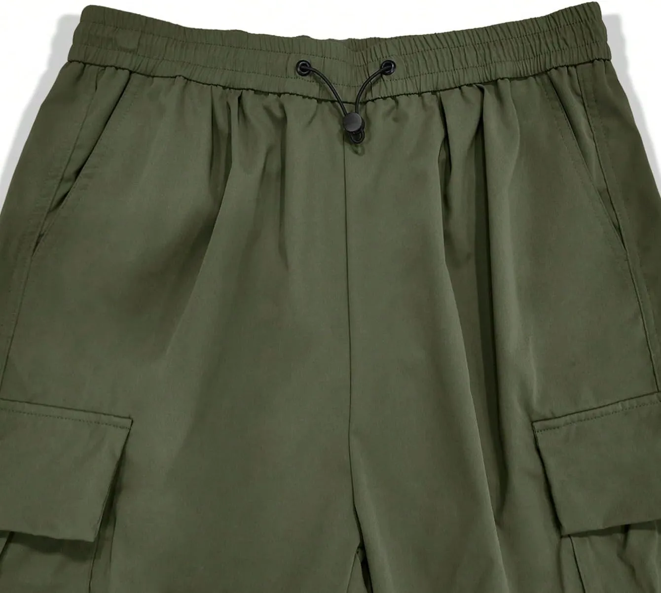 OYOANGLE Men's Cargo Pants Elastic Waist Flap Pockets Hip Hop Baggy Harem Pants