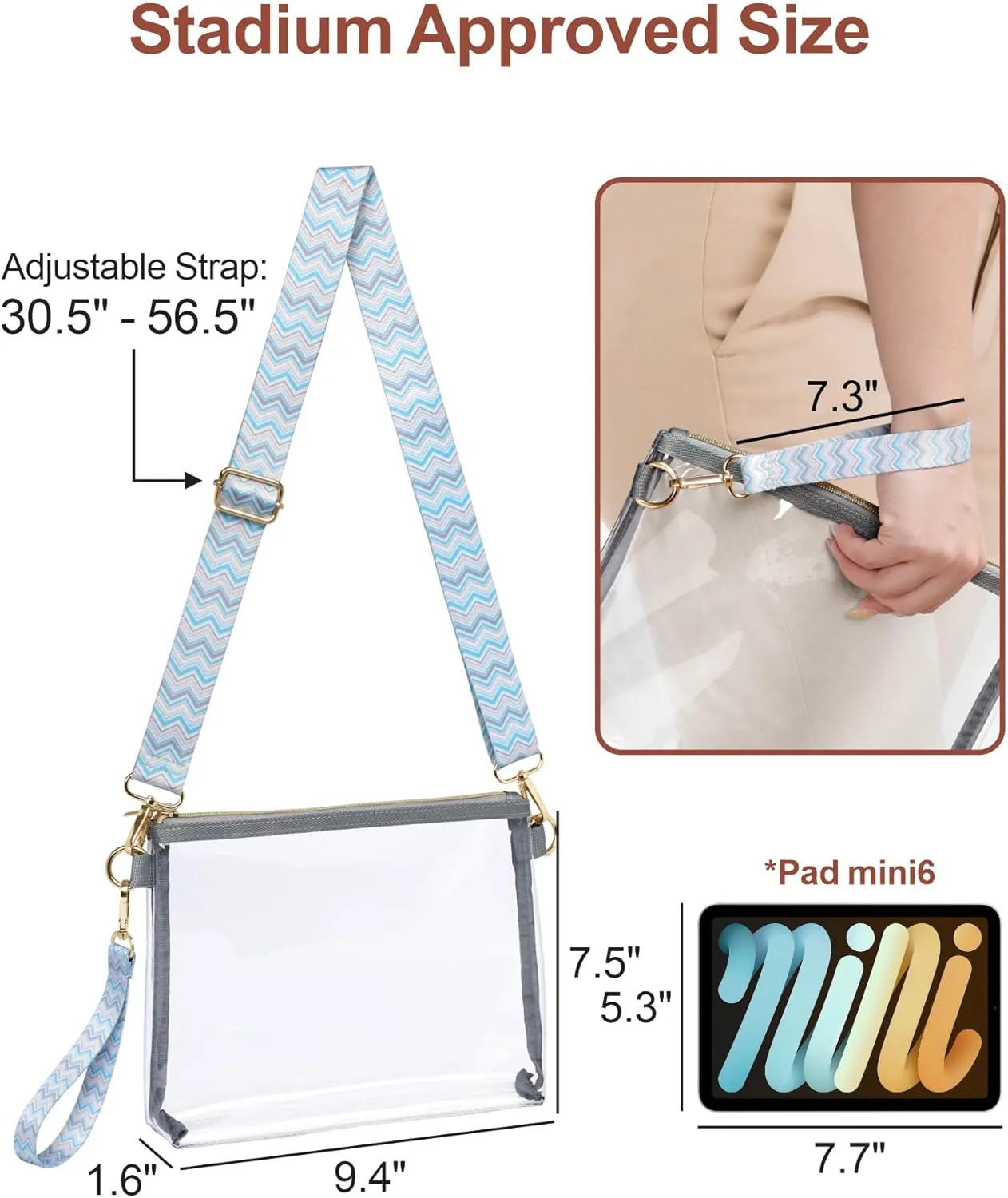 PACKISM Clear Bag for Stadium Events - Clear Purses for Women Stadium Crossbody, Concert Bag for Sports & Festival