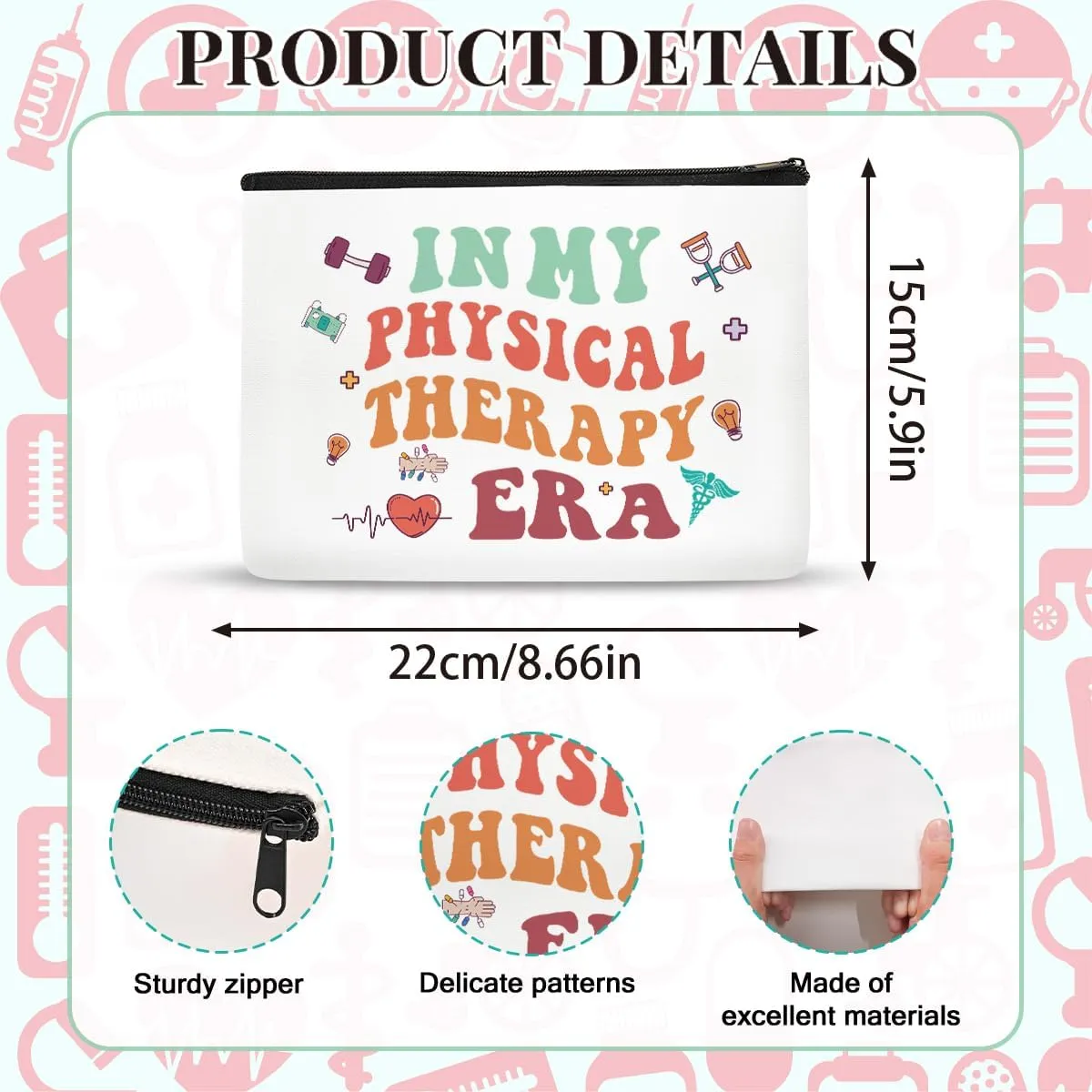 Physical Therapy Makeup Bag for Women, PT Gifts PT Appreciation Gift PTA Gift, Physical Therapist Graduation Mental Health Gifts