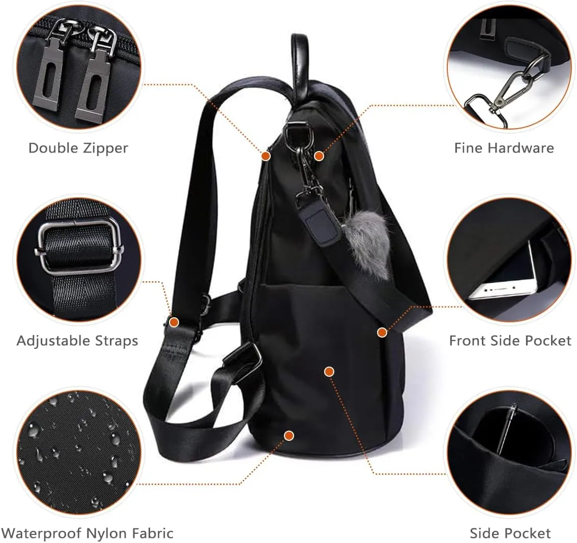 PINCNEL Women Backpack Purse Waterproof Nylon Anti-theft Rucksack Lightweight Shoulder Bag