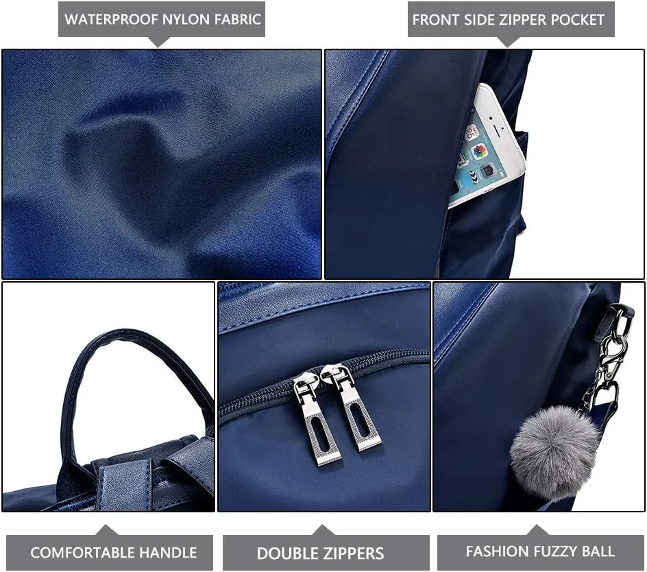 PINCNEL Women Backpack Purse Waterproof Nylon Anti-theft Rucksack Lightweight Shoulder Bag