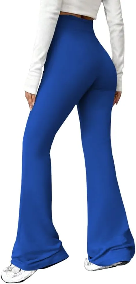 PINSV Women's High Waisted Flare Leggings Wide Leg Sweatpants Bootcut Yoga Pants