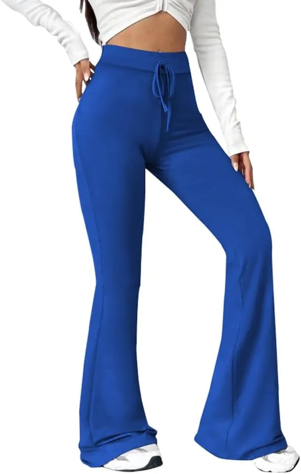 PINSV Women's High Waisted Flare Leggings Wide Leg Sweatpants Bootcut Yoga Pants