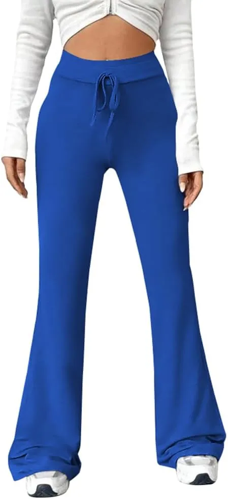 PINSV Women's High Waisted Flare Leggings Wide Leg Sweatpants Bootcut Yoga Pants