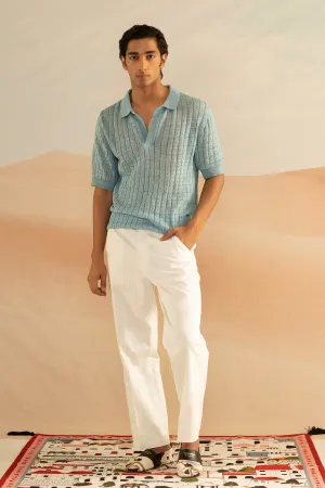 Powder Square Stitch Knitted Polo