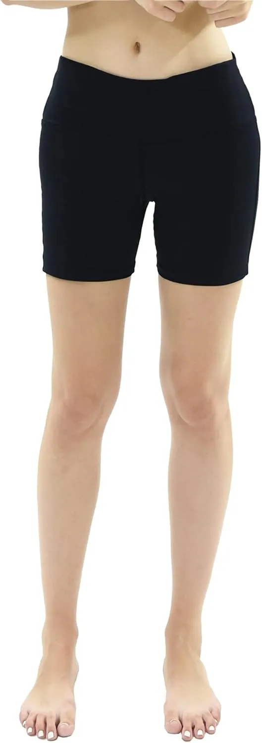 Private Island Women UPF50  Board Shorts Swimsuit Hot Pants Pocket Bathing Swim Suit Rash Guard Bottom (RM3HP)