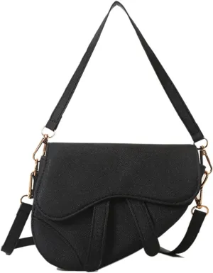 PU Leather Crossbody Bag for Women Purse Shoulder Saddle Bag Handbag Small Evening Clutch with Adjustable Straps (Brown)