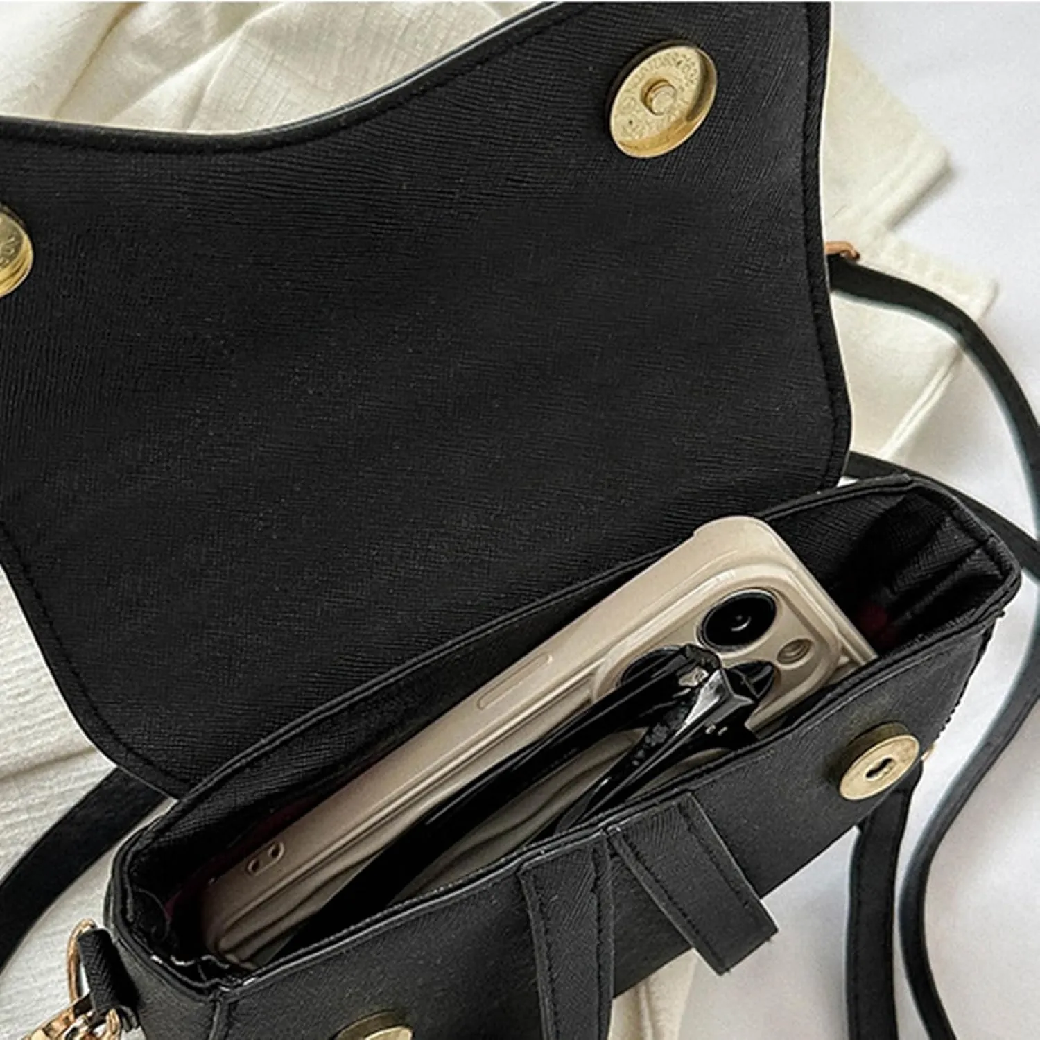 PU Leather Crossbody Bag for Women Purse Shoulder Saddle Bag Handbag Small Evening Clutch with Adjustable Straps (Brown)