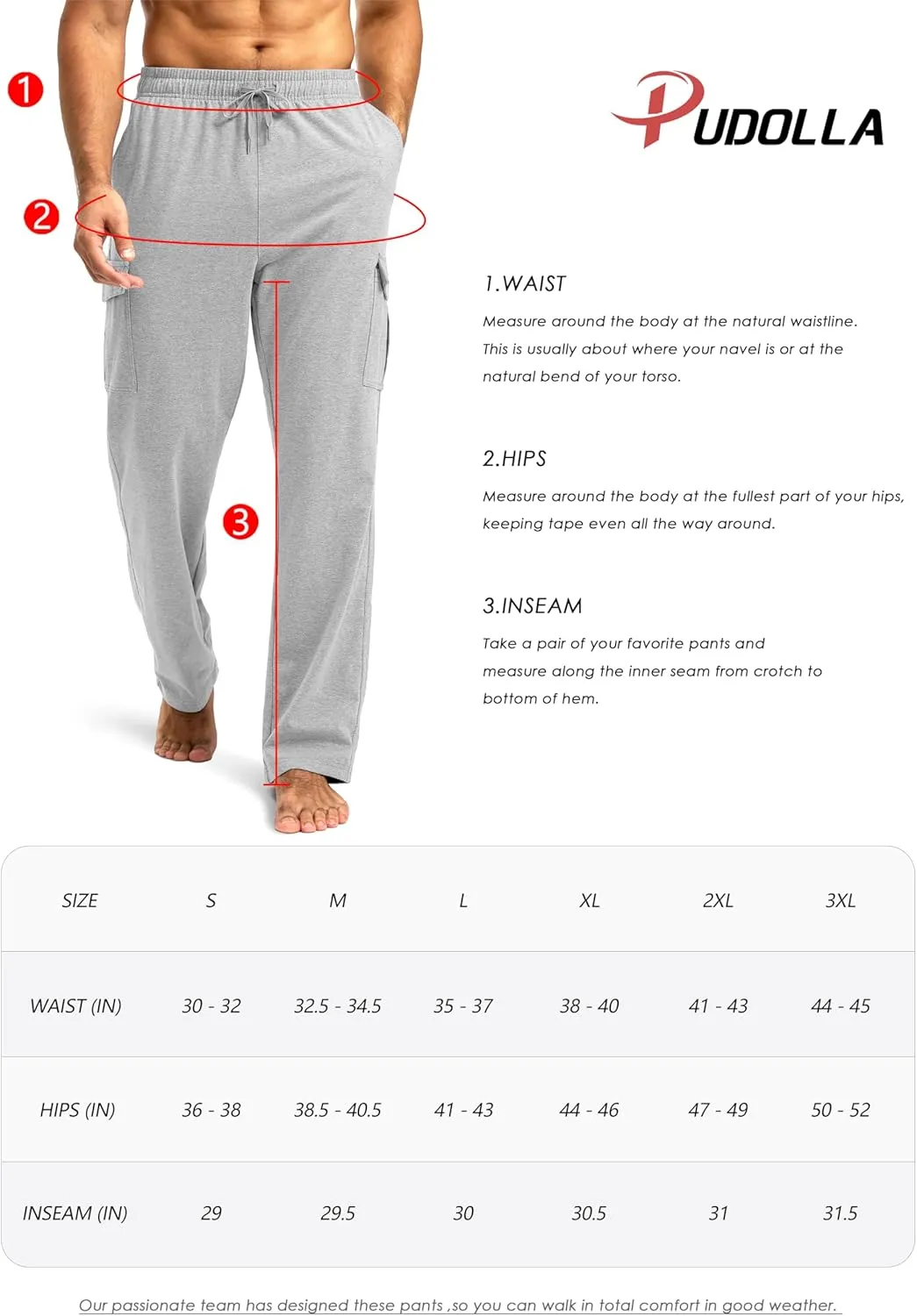 Pudolla Men's Cotton Sweatpants with Cargo Pockets Open Bottom Yoga Pants for Men Lounge Pants for Athletic Workout Casual