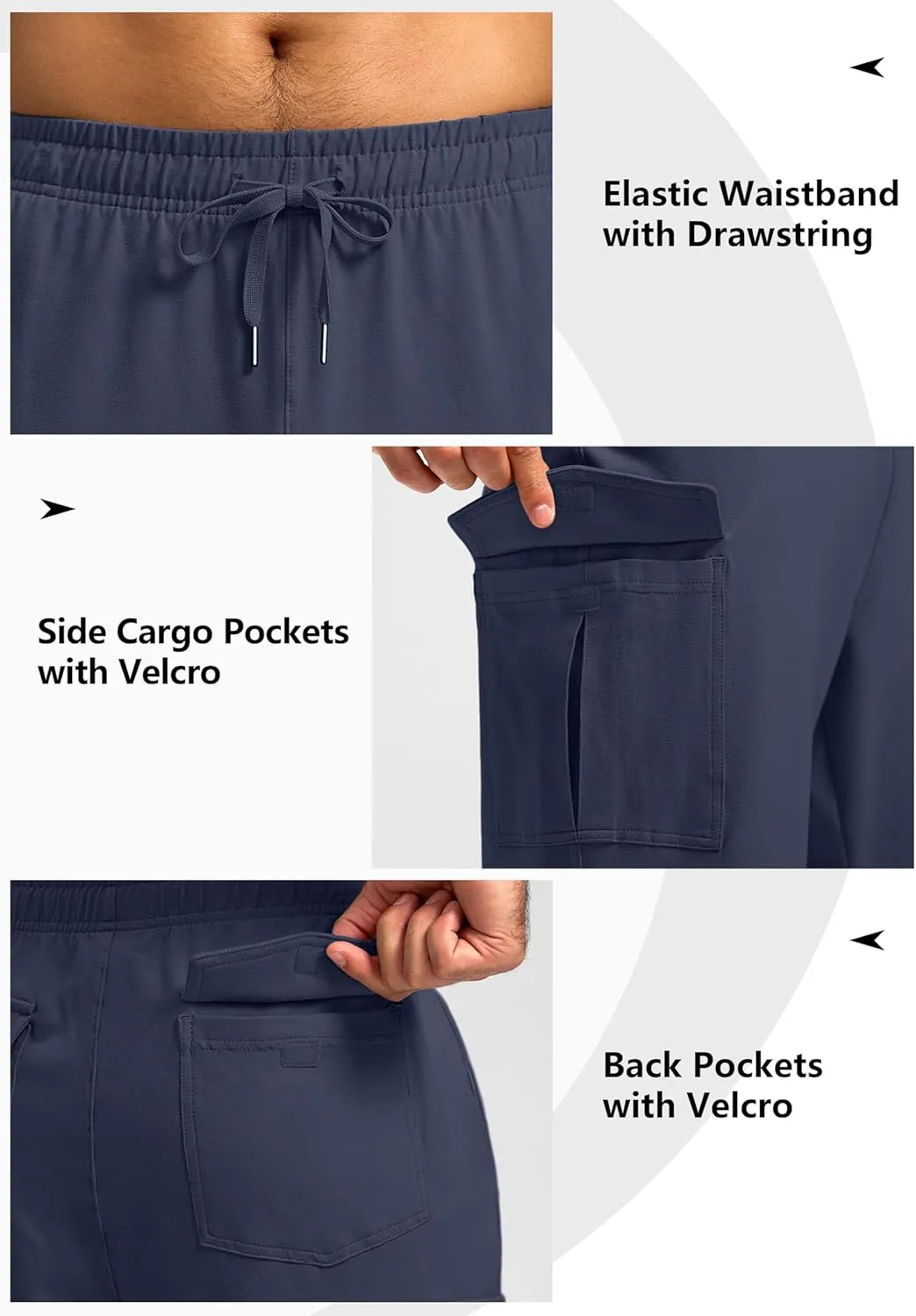 Pudolla Men's Cotton Sweatpants with Cargo Pockets Open Bottom Yoga Pants for Men Lounge Pants for Athletic Workout Casual
