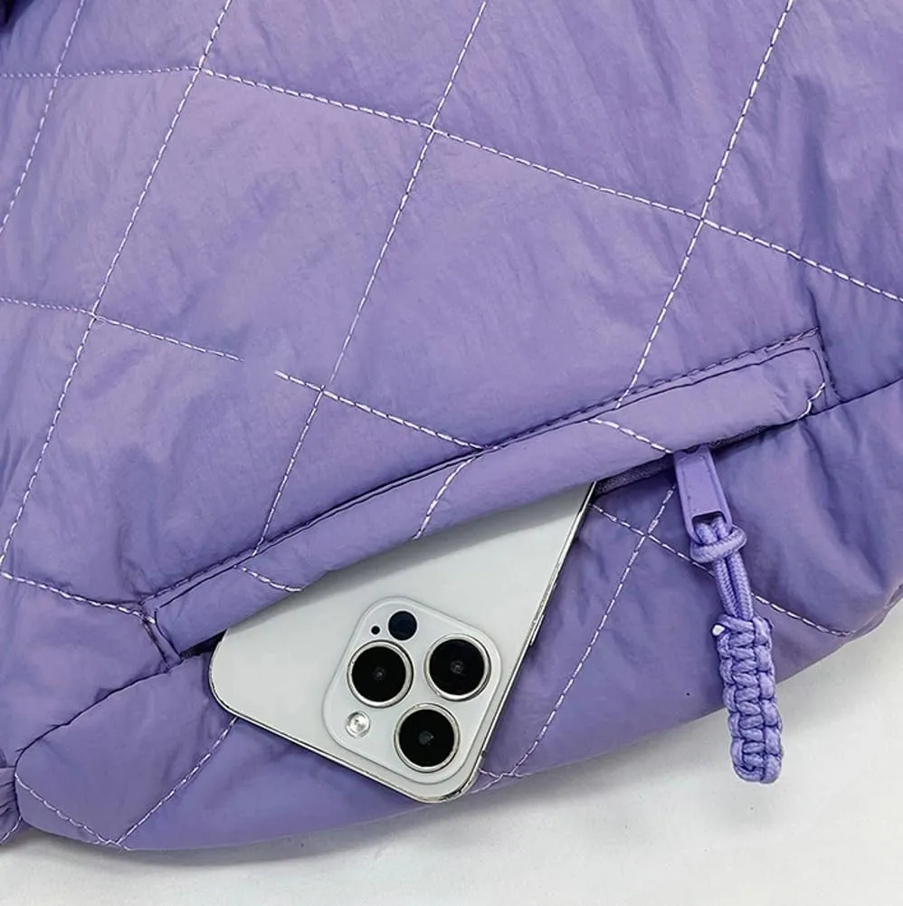 Puffer Quilted Shoulder Bag for Women Puffy Tote Bag Handbags Large Crossbody Bag Hobo Purses Satchel 2024