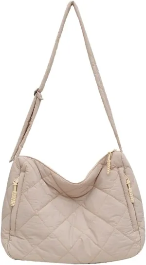 Puffer Quilted Shoulder Bag for Women Puffy Tote Bag Handbags Large Crossbody Bag Hobo Purses Satchel 2024