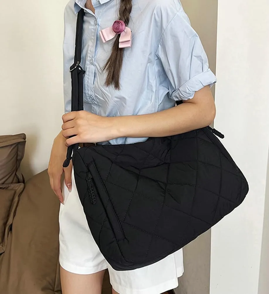 Puffer Quilted Shoulder Bag for Women Puffy Tote Bag Handbags Large Crossbody Bag Hobo Purses Satchel 2024