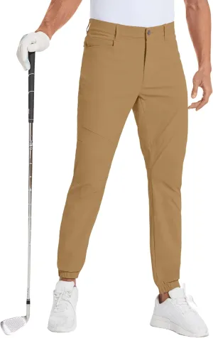 PULI Men's Stretch Golf Joggers Pants with 4 Pockets Waterproof Slim Fit Hiking Casual Travel Work Pants for Men