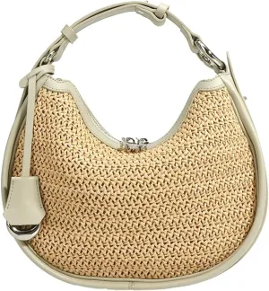 Raffia Straw Purse for Women Genuine Leather Hobo Purse Summer Beach Bag Trendy Shoulder Bag Moon Bag for Vacation 2024