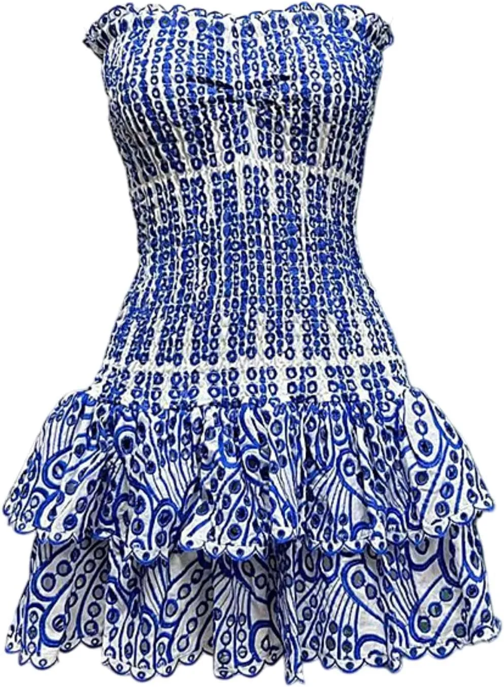 Ruched Waist Ruffle Tiered Layer Mini Dress Strapless Floral Print Sundress