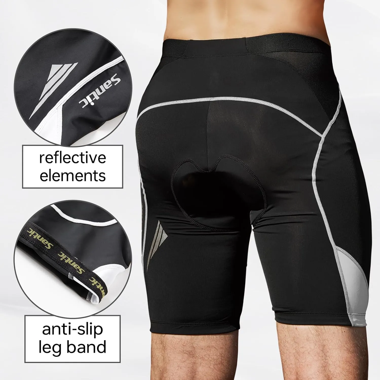 Santic Men's Cycling Shorts Padded Bicycle Riding Pants Bike Biking Clothes Cycle Wear Tights