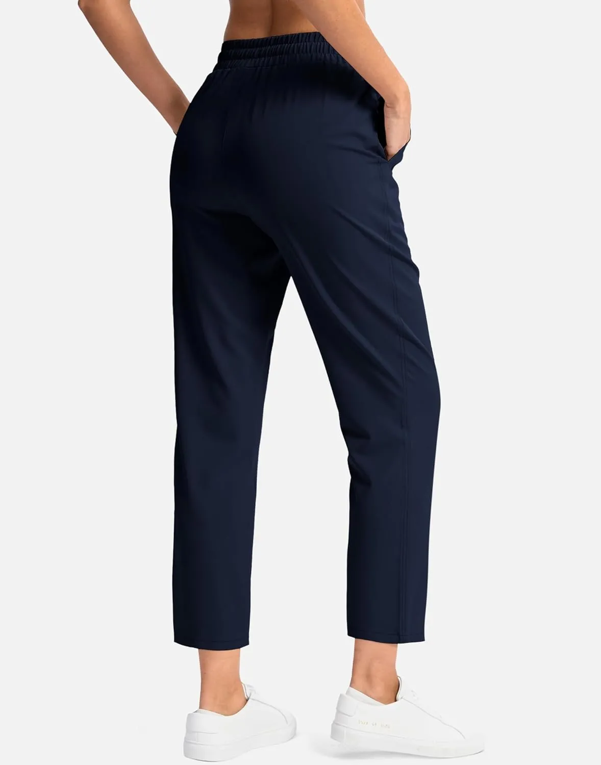 SANTINY Women's Lightweght Pants with Pockets 7/8 High Waisted Stretch Ankle Pants for Women Golf Travel Athletic Casual