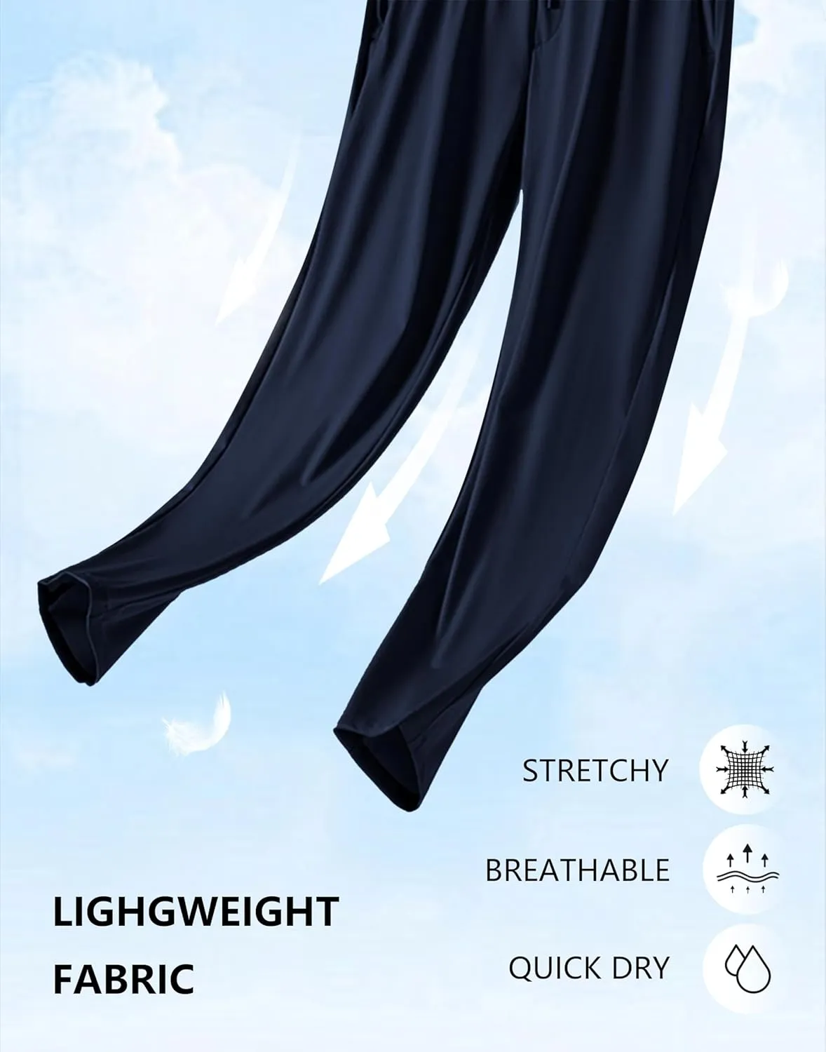 SANTINY Women's Lightweght Pants with Pockets 7/8 High Waisted Stretch Ankle Pants for Women Golf Travel Athletic Casual