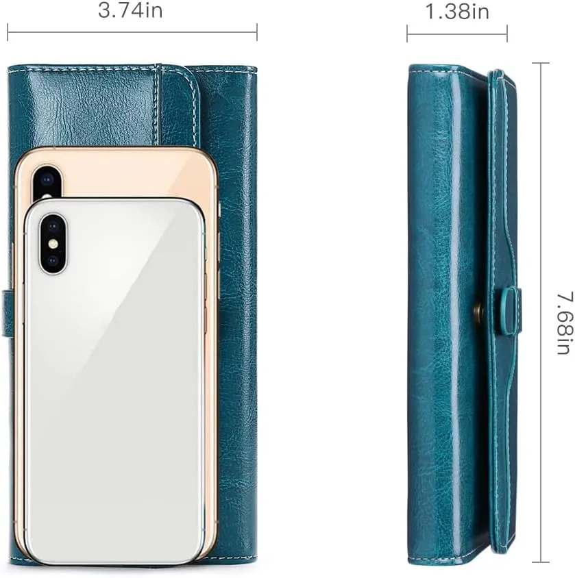 SENDEFN Wallets for Women Real Leather with RFID Blocking Trifold Credit Card Holder with ID Window Wallet