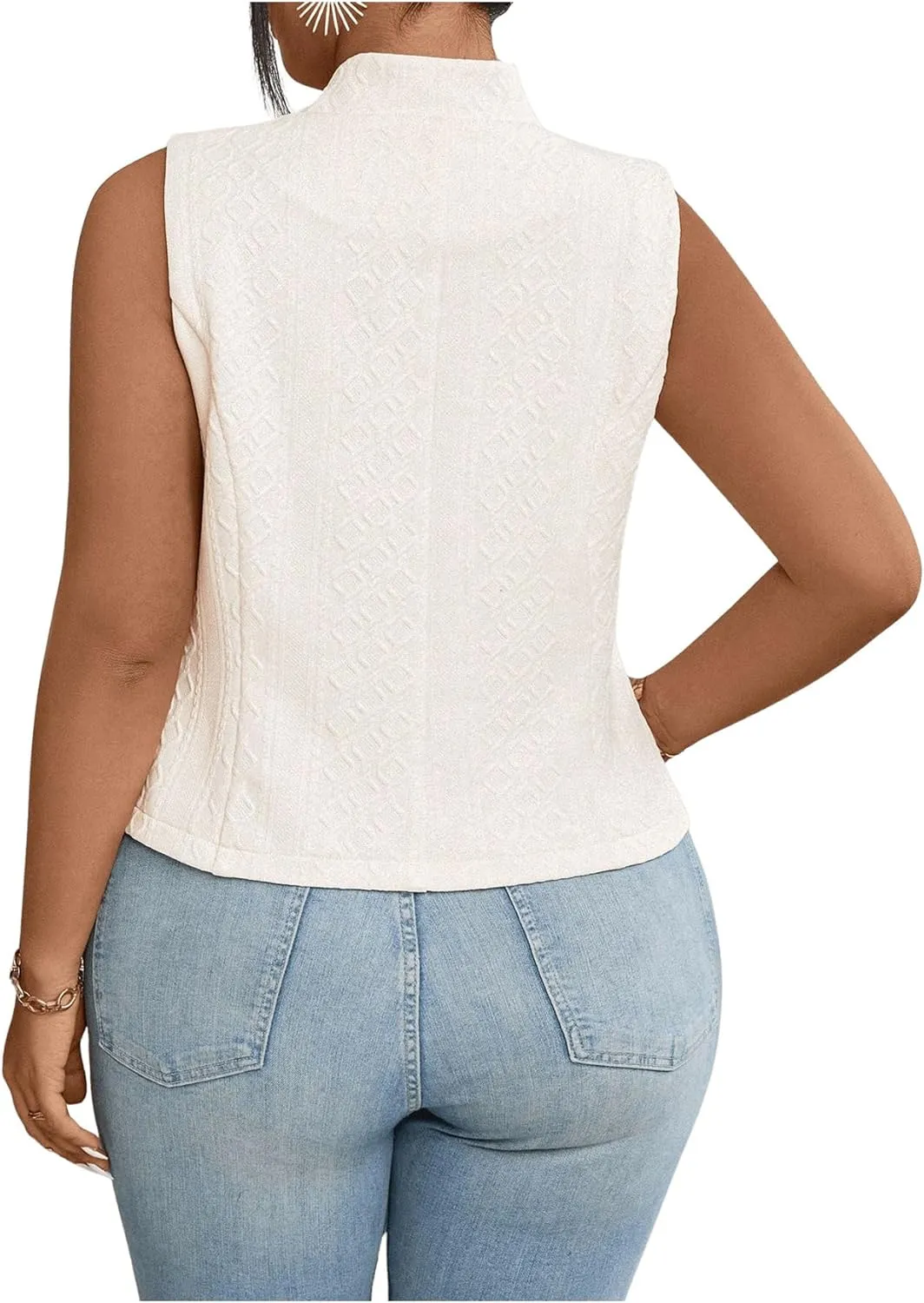 SHENHE Women's Plus Size Button Up Blazer Vest Textured Notched Lapel Business Office Vest Top