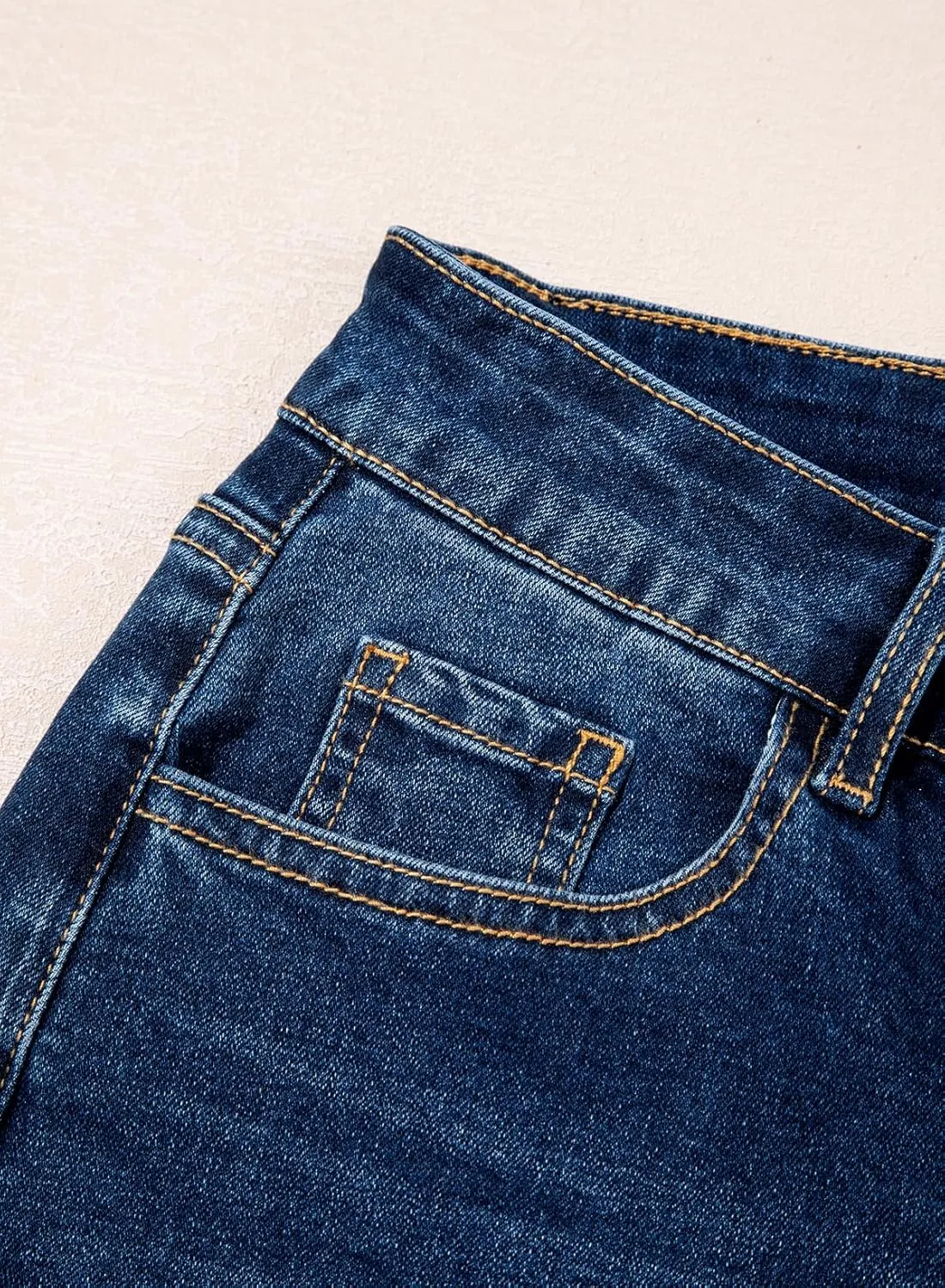 Sidefeel Women's Wide Leg Jeans High Waisted Stretchy Baggy Raw Hem Button Denim Pants