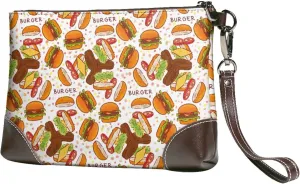 Small Clutch Purses for Women - Burger Leather Wristlet Wallets for Women with Wrist Strap