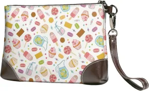 Small Clutch Purses for Women - Dessert Leather Wristlet Wallets for Women with Wrist Strap