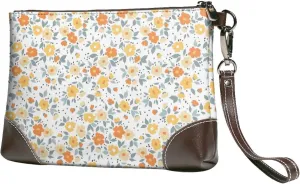 Small Clutch Purses for Women - Floral1 Leather Wristlet Wallets for Women with Wrist Strap