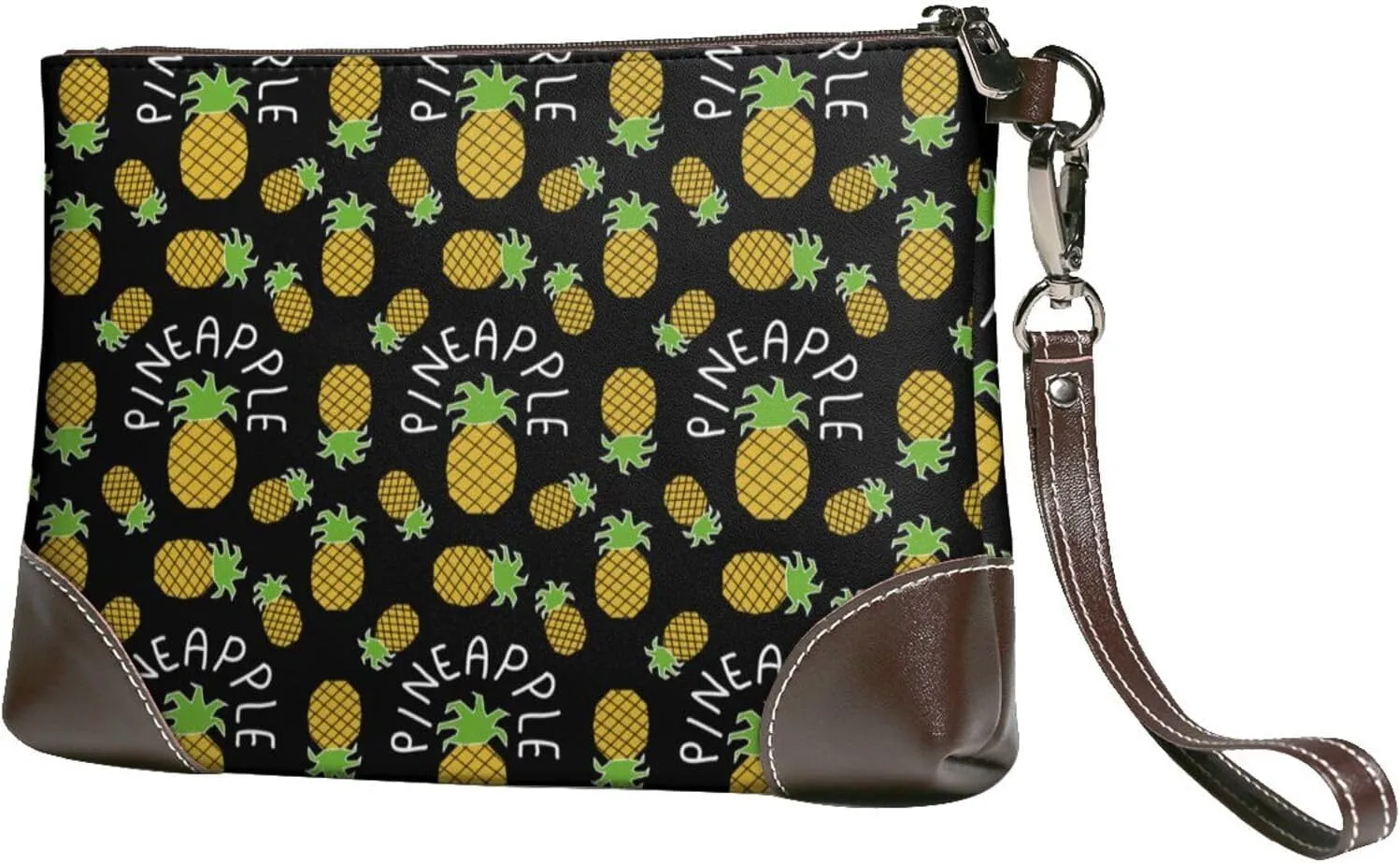Small Clutch Purses for Women - Pineapple Leather Wristlet Wallets for Women with Wrist Strap