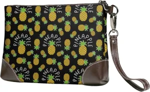 Small Clutch Purses for Women - Pineapple Leather Wristlet Wallets for Women with Wrist Strap