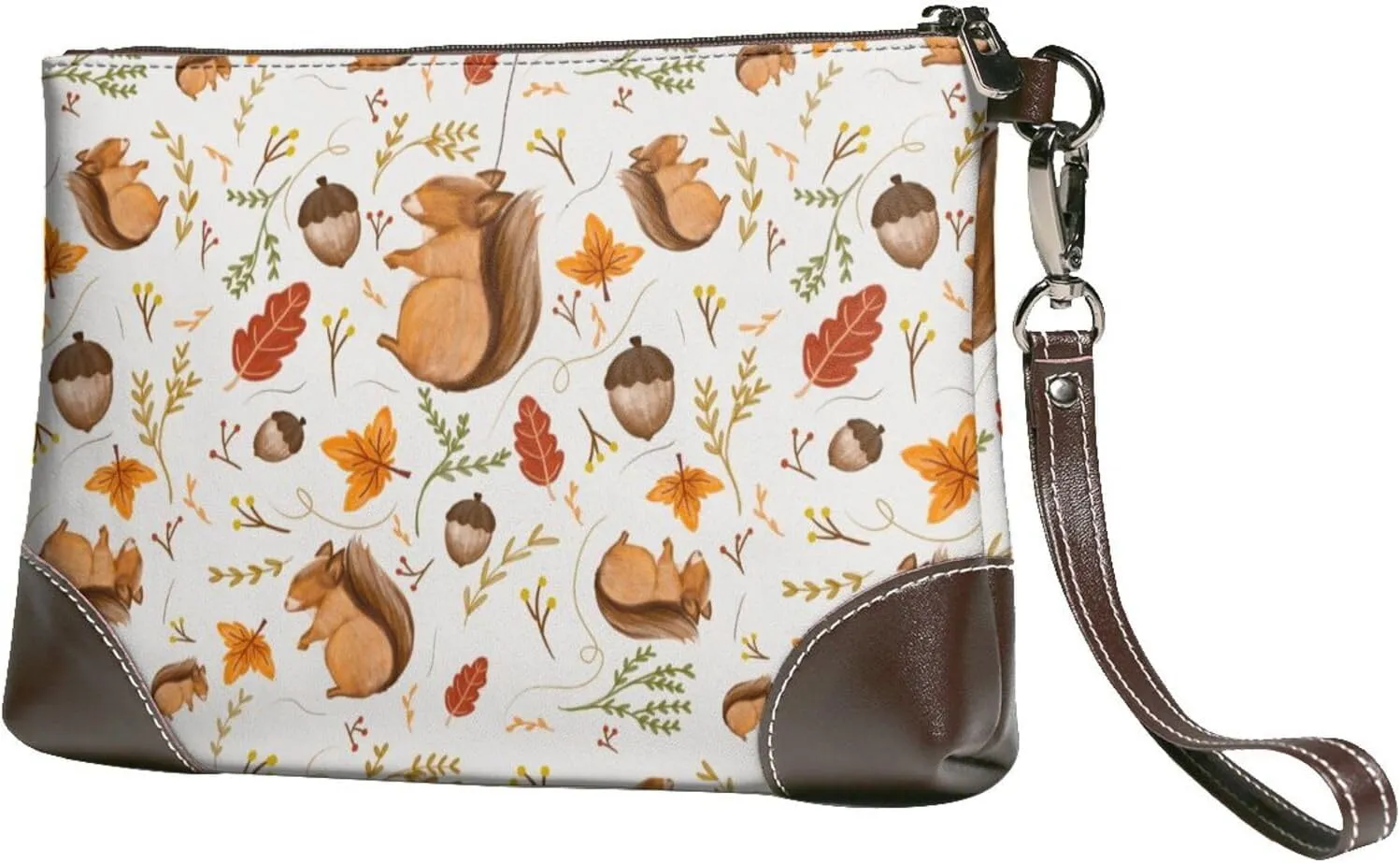Small Clutch Purses for Women - Squirrel Leather Wristlet Wallets for Women with Wrist Strap