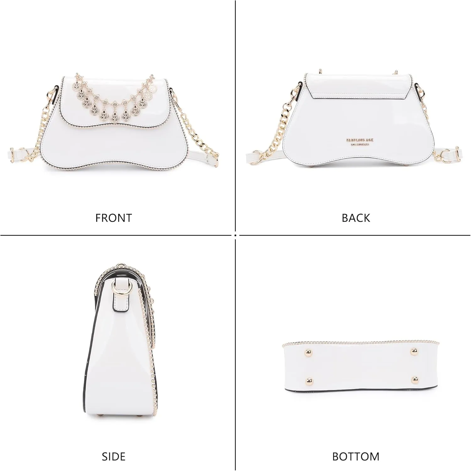 Small Patent Leather Crossbody Bags for Women Y2K Purse Trendy Hobo Handbag Designer Studded Shoulder Bag