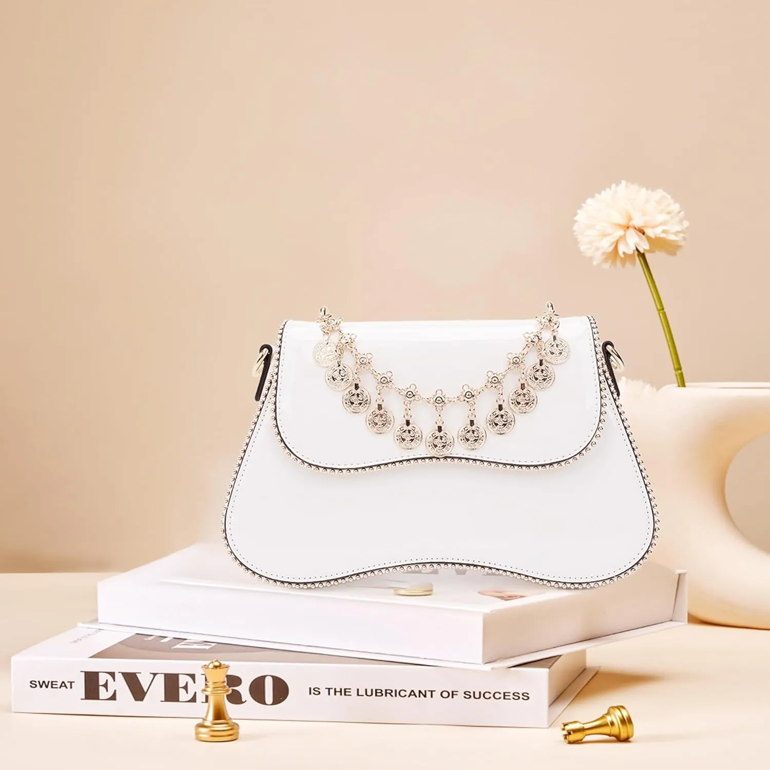 Small Patent Leather Crossbody Bags for Women Y2K Purse Trendy Hobo Handbag Designer Studded Shoulder Bag