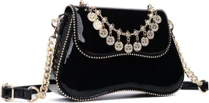 Small Patent Leather Crossbody Bags for Women Y2K Purse Trendy Hobo Handbag Designer Studded Shoulder Bag