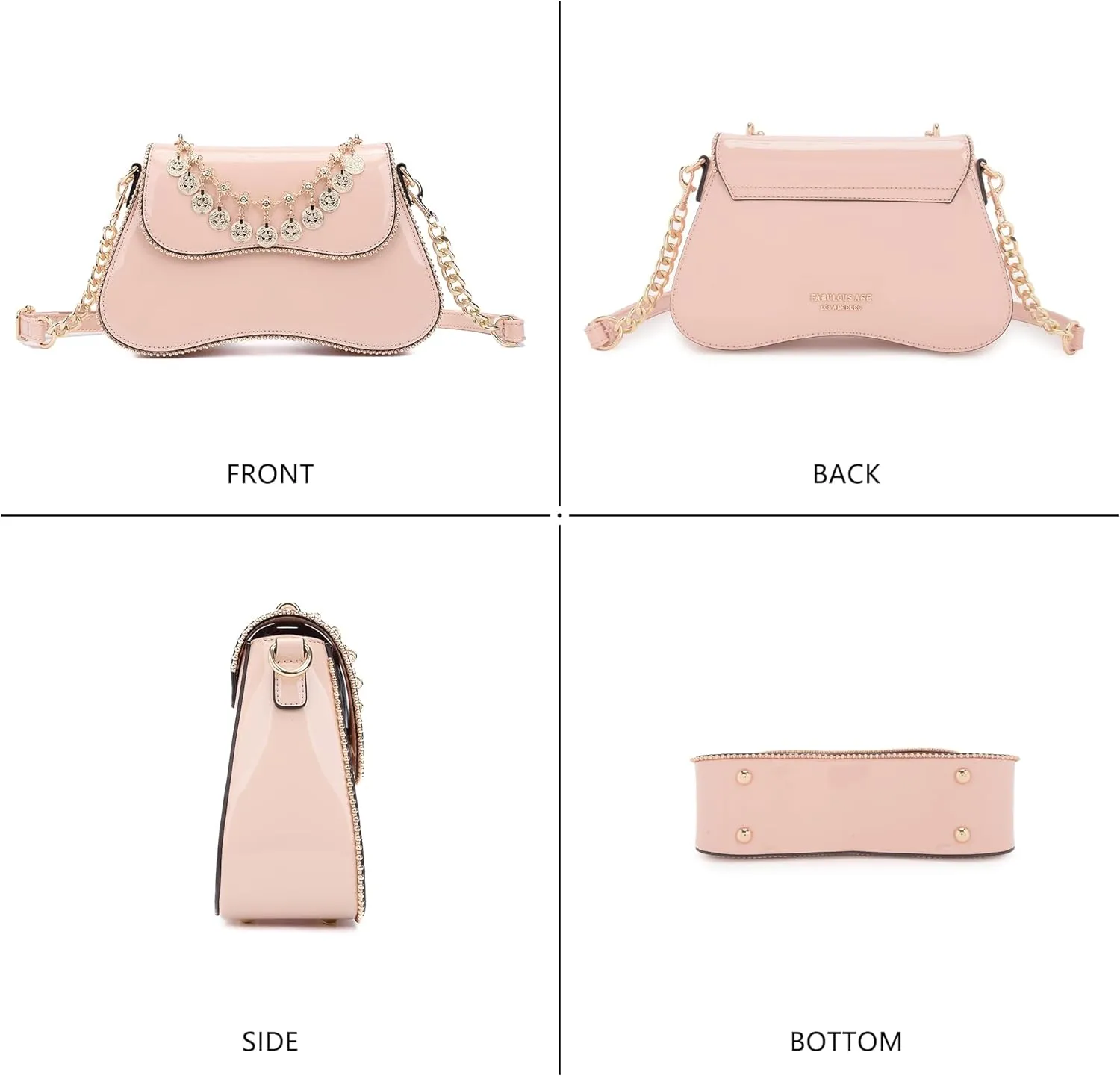 Small Patent Leather Crossbody Bags for Women Y2K Purse Trendy Hobo Handbag Designer Studded Shoulder Bag
