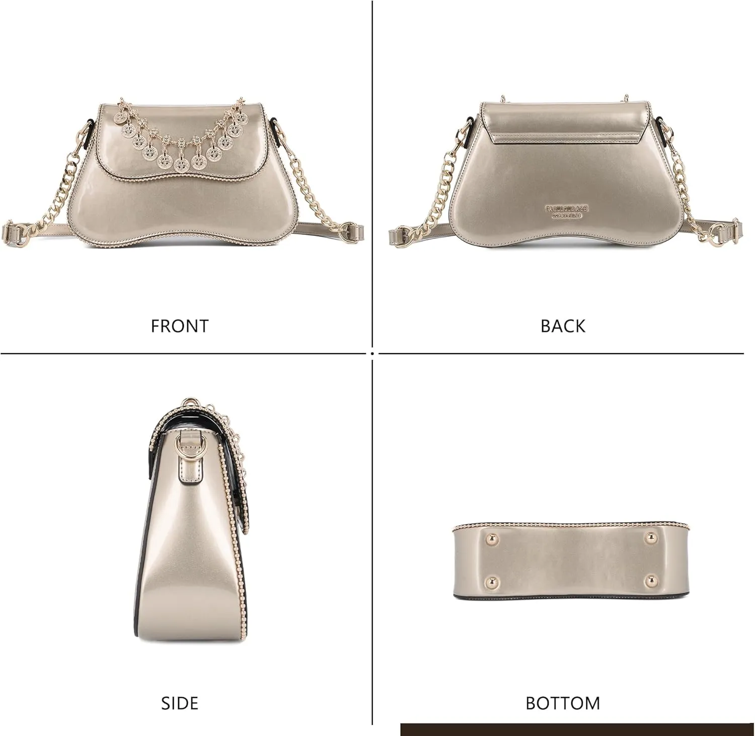 Small Patent Leather Crossbody Bags for Women Y2K Purse Trendy Hobo Handbag Designer Studded Shoulder Bag