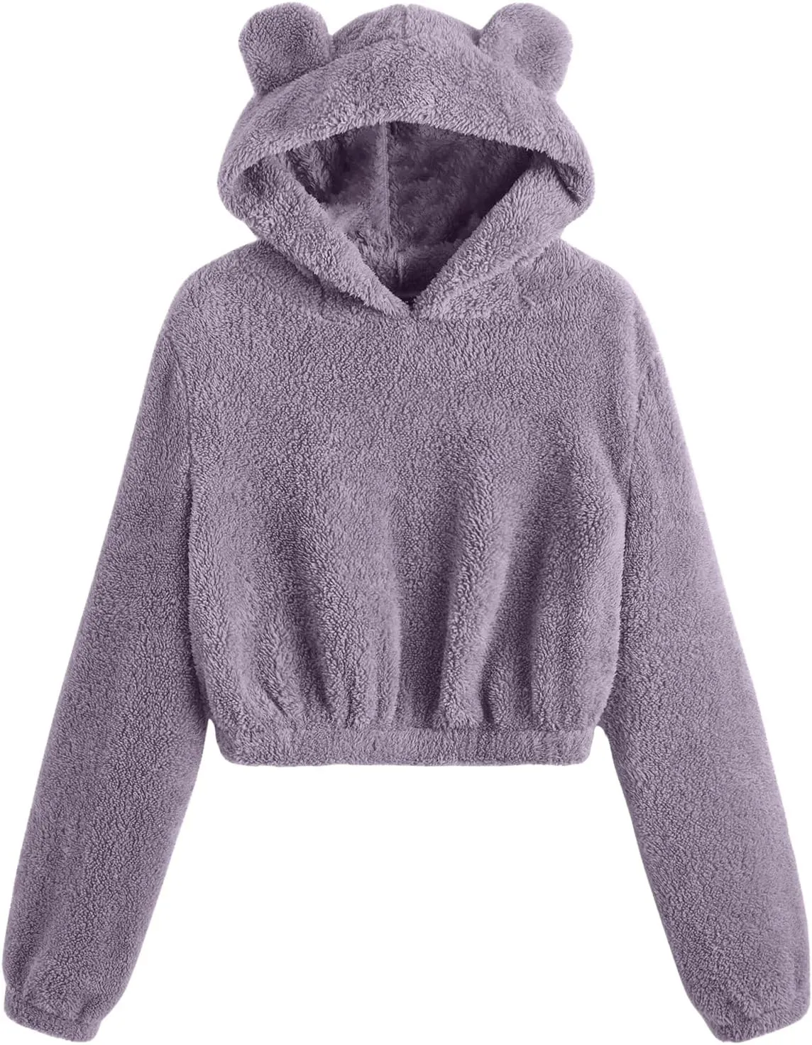 SOLY HUX Women's Cropped Hoodies Long Sleeve Bear Fuzzy Sweatshirt Cute fleece Pullover Tops Teen Girls Preppy hoodie