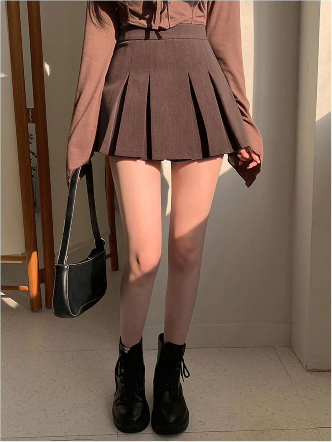 SOLY HUX Women's Pleated Skirt High Waisted A Line Casual Mini Skirts