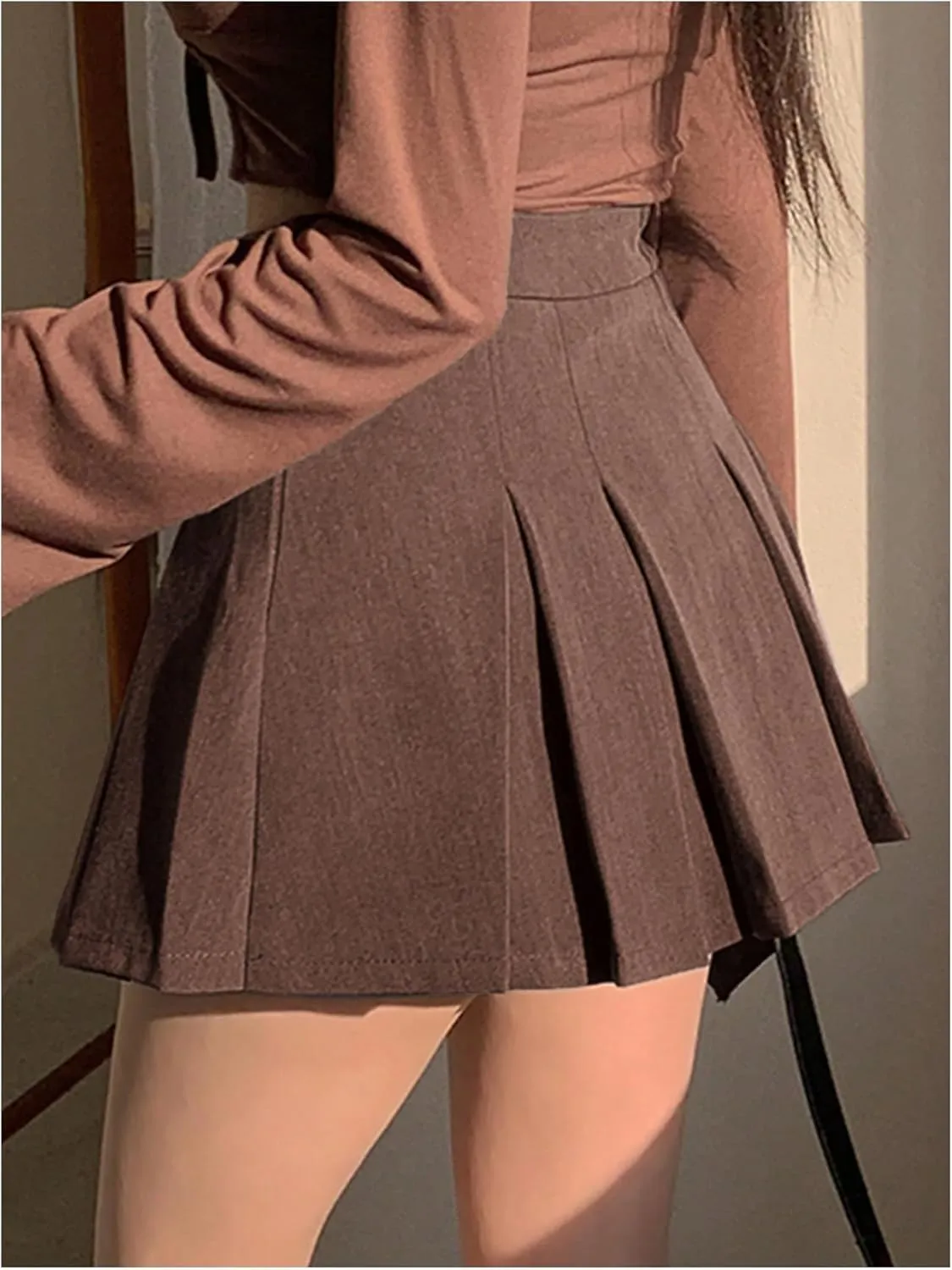 SOLY HUX Women's Pleated Skirt High Waisted A Line Casual Mini Skirts