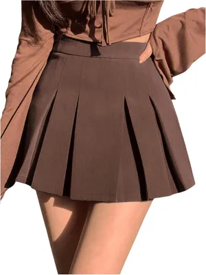 SOLY HUX Women's Pleated Skirt High Waisted A Line Casual Mini Skirts