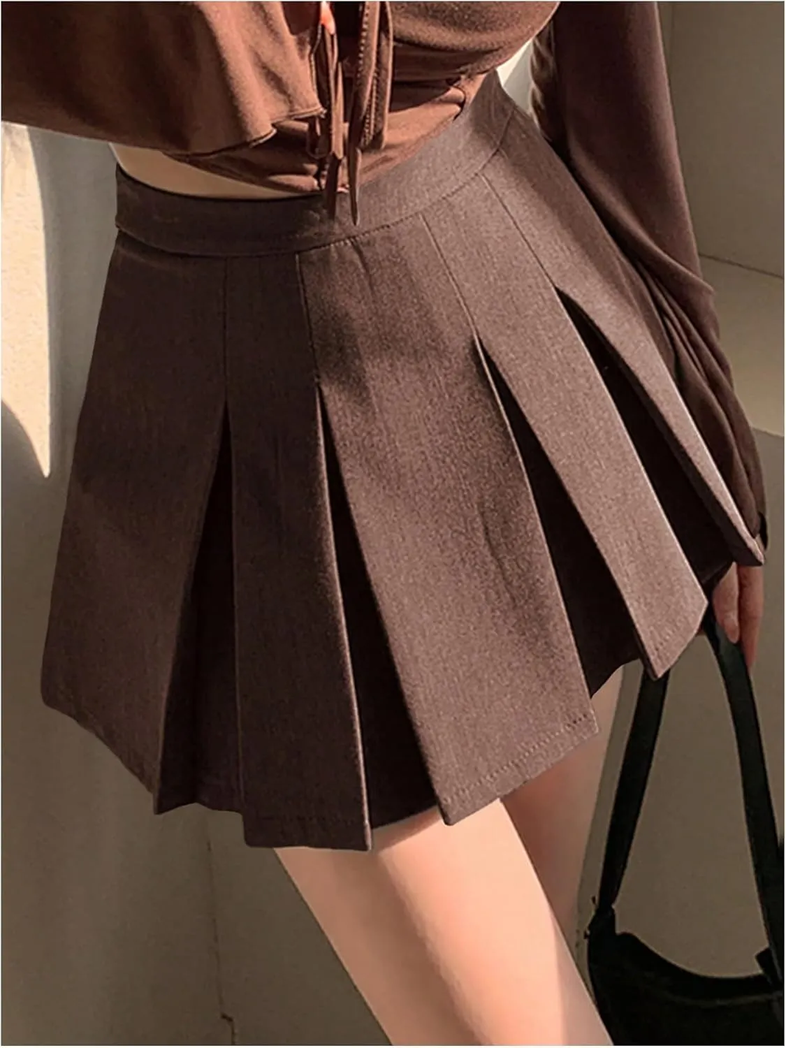 SOLY HUX Women's Pleated Skirt High Waisted A Line Casual Mini Skirts
