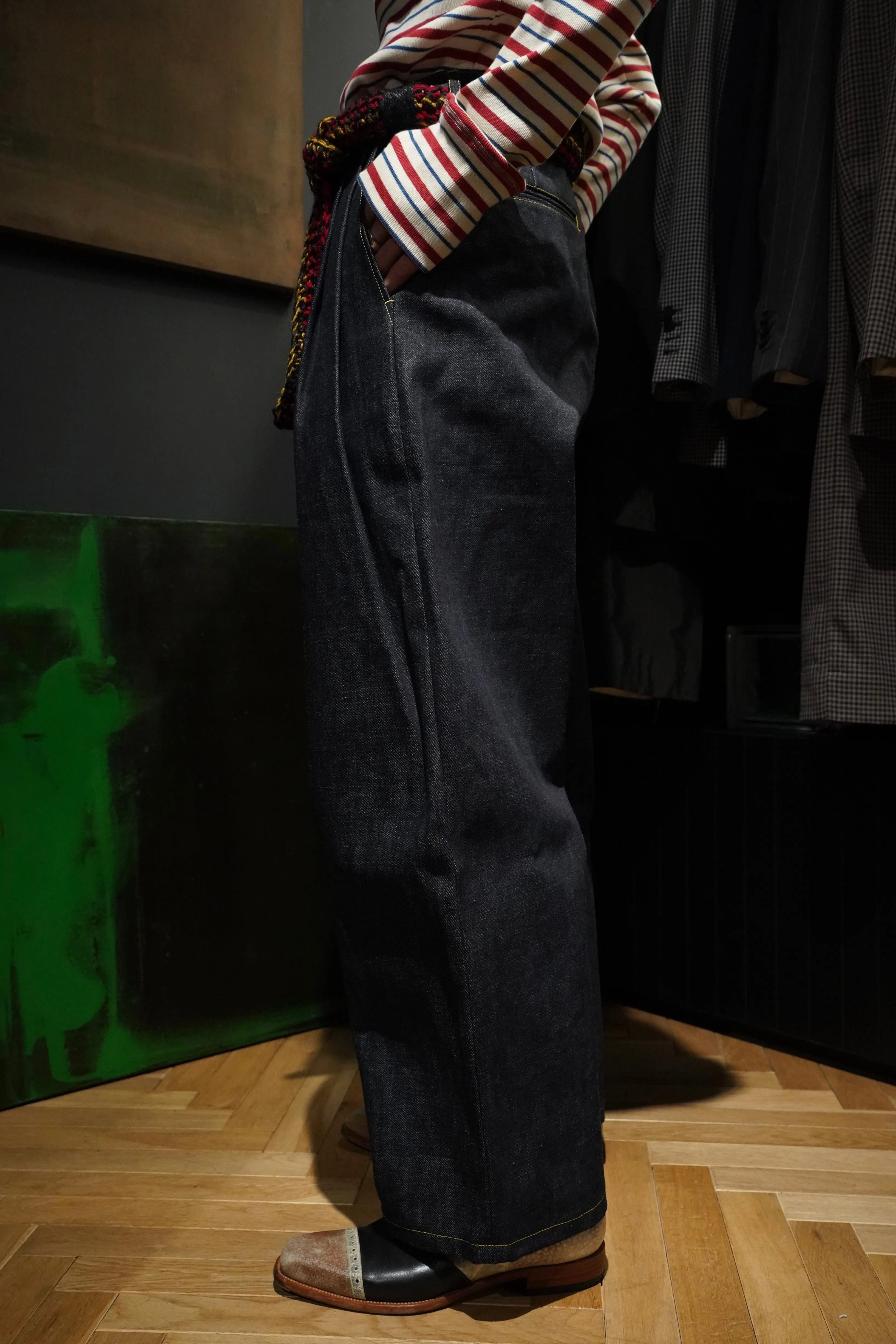 STITCH DENIM PANTS (YELLOW STITCH)