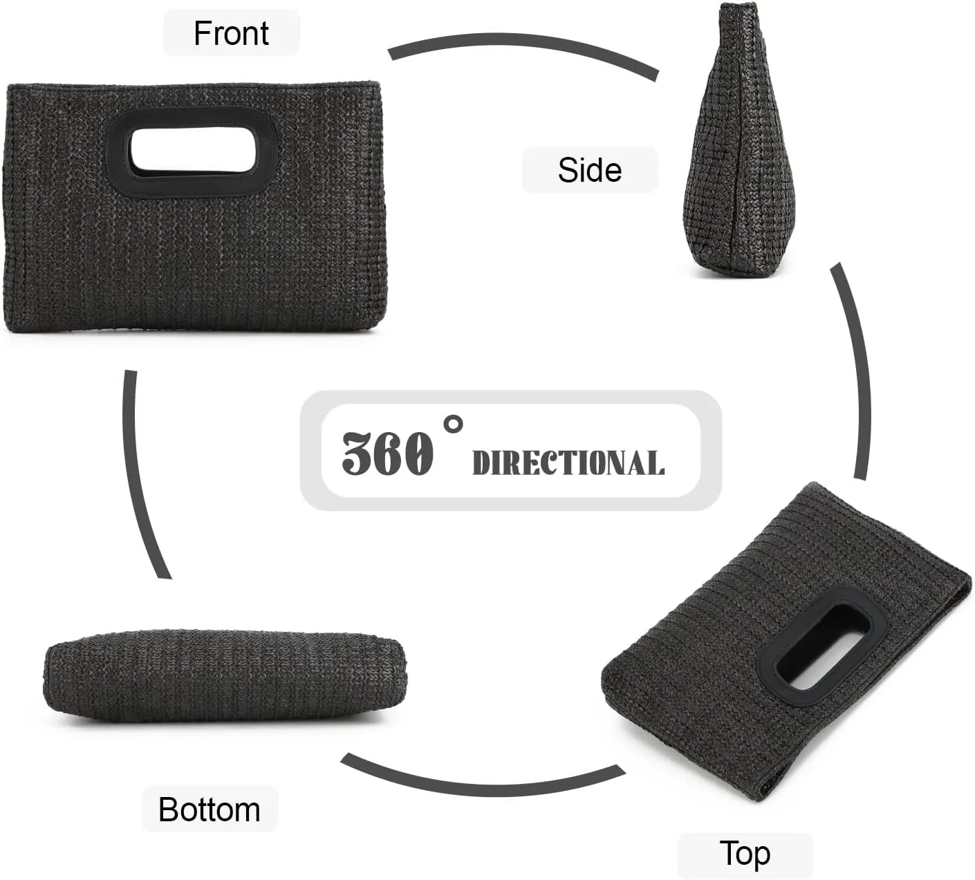 SUKUTU Straw Evening Bag Top Handle Clutch Handbag for Women Summer Beach Travel Crossbody Shoulder Bag with Chain