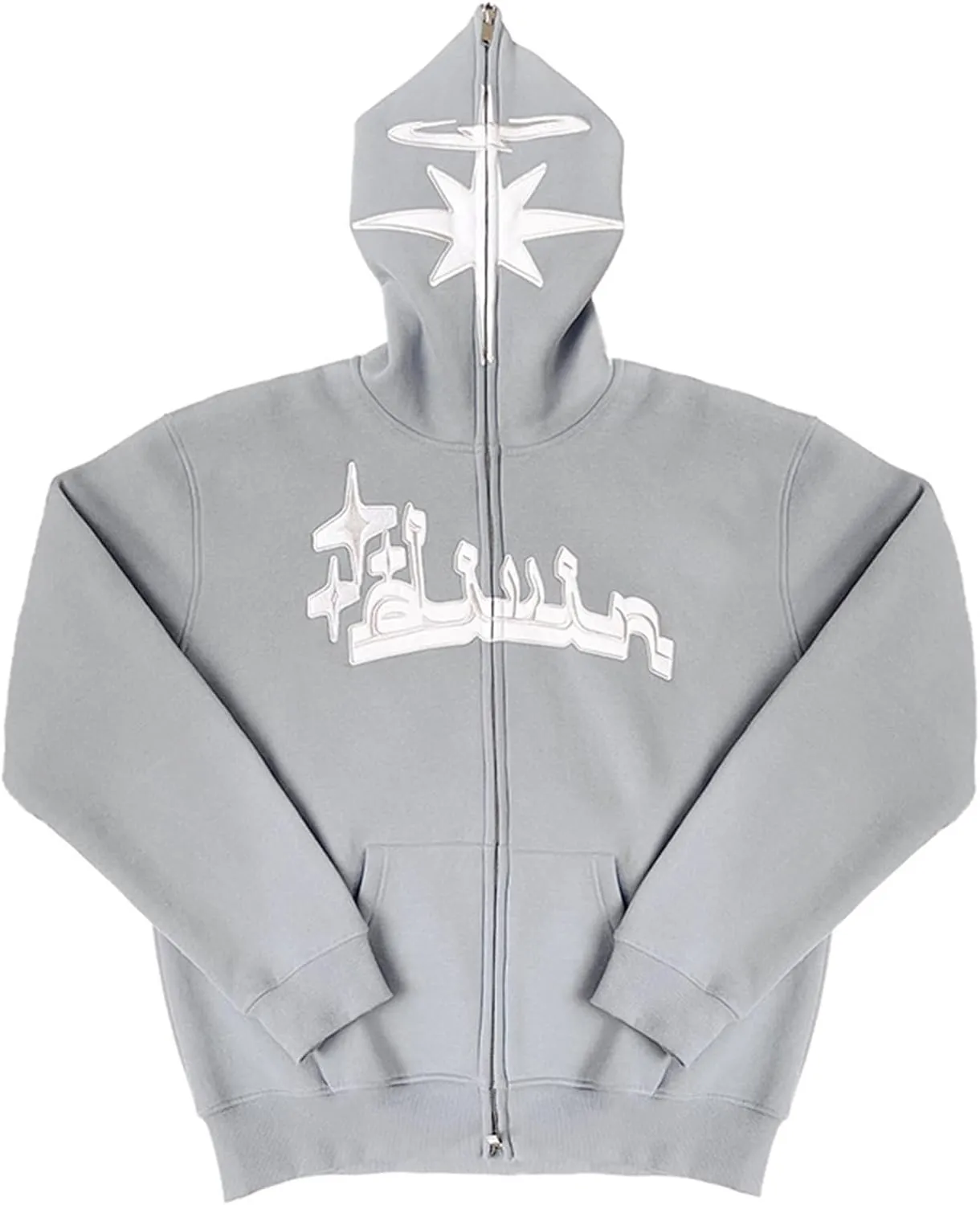 Sunwittafy Y2k Hoodie Men Women Star Zip Up Hoodie Letter Print Harajuku Oversized Sweatshirt Grunge Jacket Streetwear