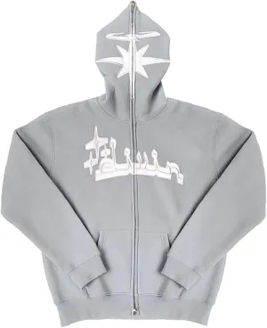 Sunwittafy Y2k Hoodie Men Women Star Zip Up Hoodie Letter Print Harajuku Oversized Sweatshirt Grunge Jacket Streetwear