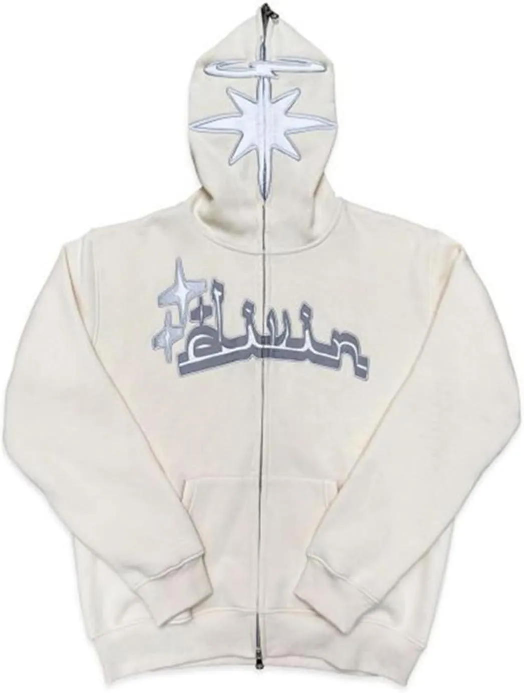Sunwittafy Y2k Hoodie Men Women Star Zip Up Hoodie Letter Print Harajuku Oversized Sweatshirt Grunge Jacket Streetwear