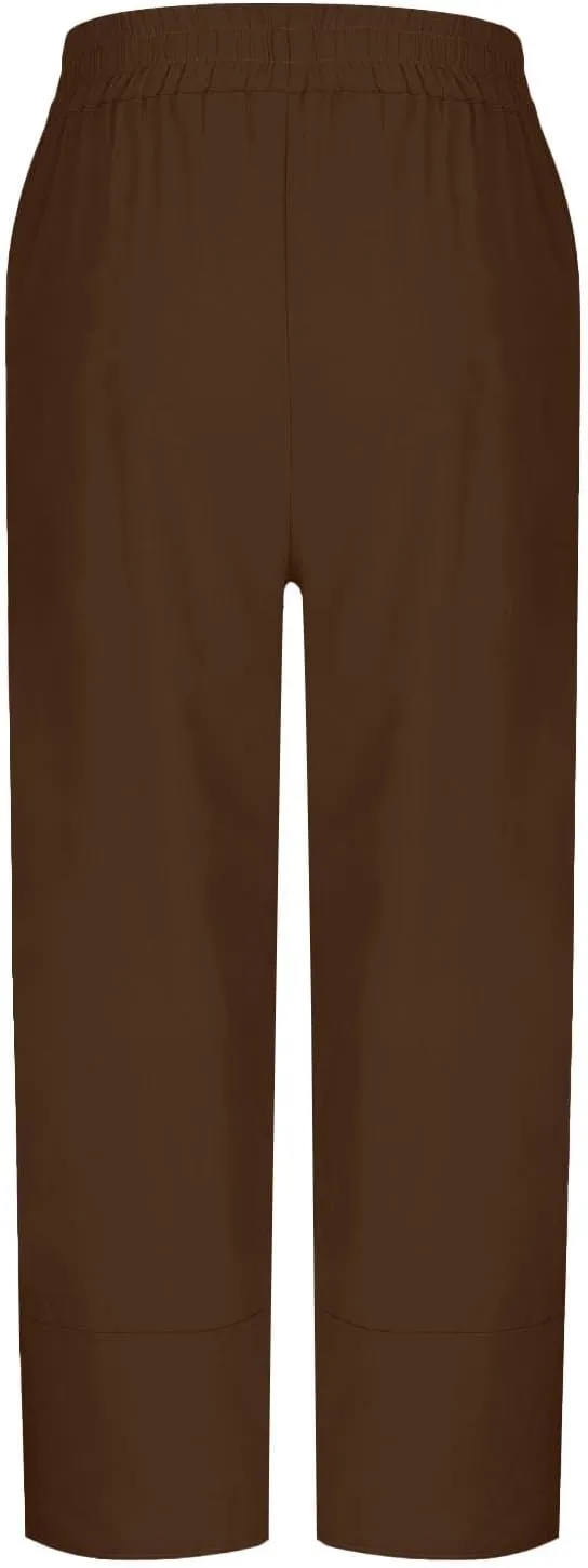 TANGNADE Women's Cotton Linen Pants for Summer Casual Palazzo Pant Straight Wide Leg Loose Beach Trouser Outfits